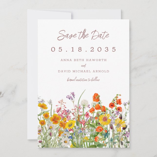Reserve A Data Salve o Dia Flor Selvagem (Frente)