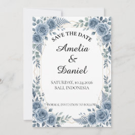 Reserve A Data Salve o Dia Floral Aquarela Azul