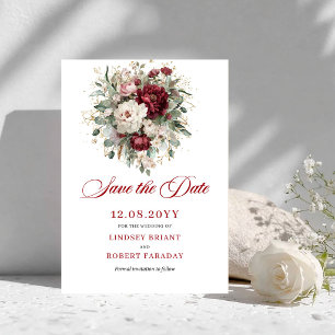 Reserve A Data Salve o Dia Floral Burgundy Rosa Gracioso