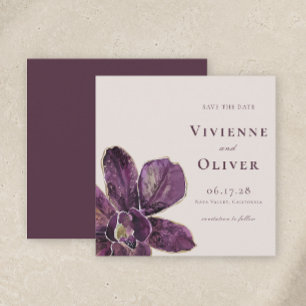 Reserve A Data Salve o Dia Floral de Orquídea Ameixa Mal-humorada