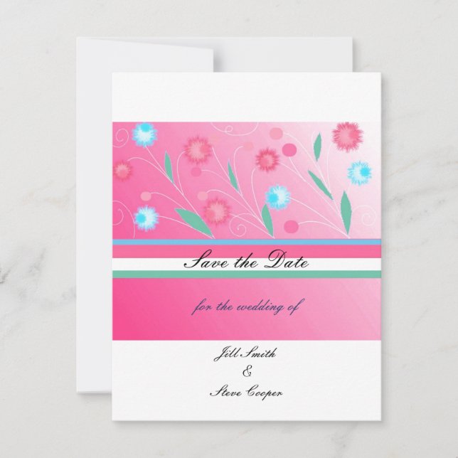 Reserve A Data Salve o Dia Floral Rosa Quente (Frente)