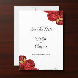 Reserve A Data Salve o Dia Floral Vermelho e Dourado