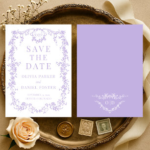 Reserve A Data Salve o Dia Lilac Roxo Vitoriano Francês
