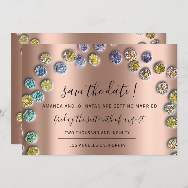 Reserve A Data Salve O Minimalismo De Data, Dourado Rosa Verde (Frente/Verso)