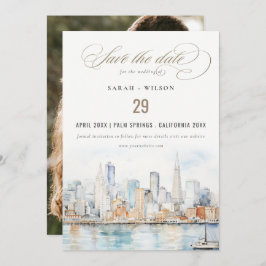Reserve A Data San Francisco Watercolor Landscape Photo Wedding
