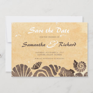 Reserve A Data Sand e Seashells/Beach Wedding Salvar a data