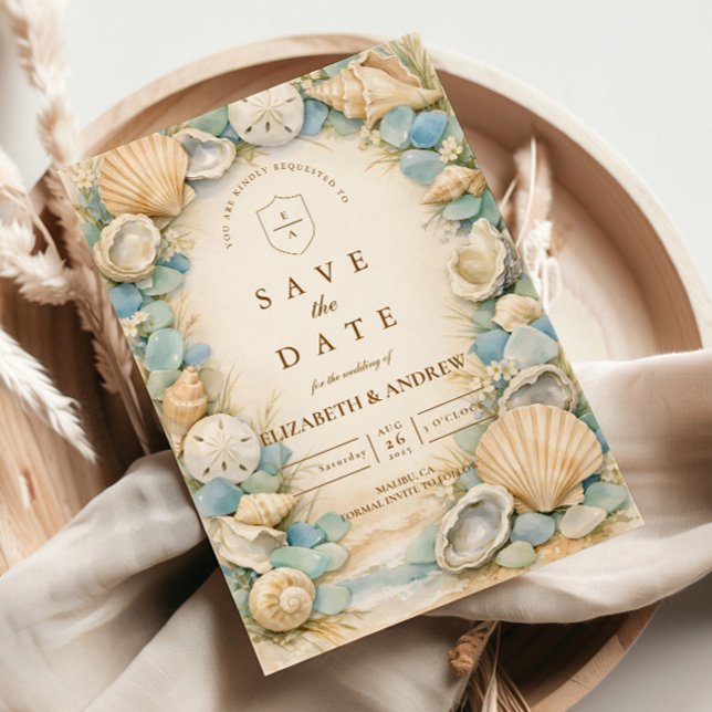 Reserve A Data Sandy Shore Seashell Wedding (Criador carregado)