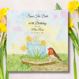 Reserve A Data Save The Date 60th Birthday Robin Daffodil Cake