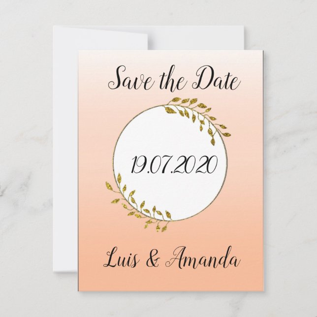 Reserve A Data Save the Date Apricot Gold Ranke (Frente)