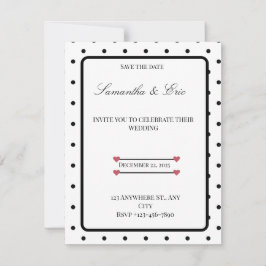 Reserve A Data Save the Date Black and white polka dot wedding