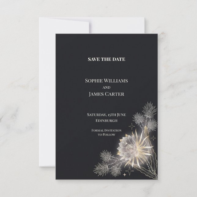 Reserve A Data Save the Date Casamento Celestial Midnight Thistle (Frente)