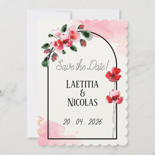 Reserve A Data Save the date "Coquelicots" (Frente)