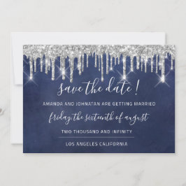 Reserve A Data Save The Date Kraft Prata Cinza Gotejamento Azul M