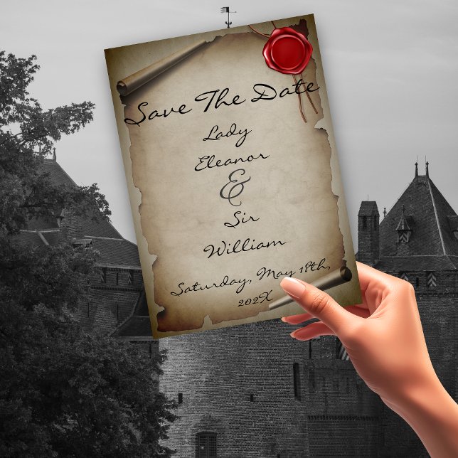 Reserve A Data Save The Date Medieval Gray Scroll Wax Seal (Criador carregado)