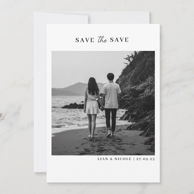 Reserve A Data Save the date - minimalist elegant with photo (Frente)