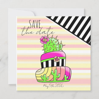 Reserve A Data "Save the Date" Neon Cactus Invitation