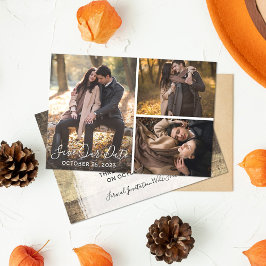 Reserve A Data Save The Date Rustic Wood Wedding Photo Collage