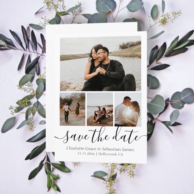 Reserve A Data Save The Date Typography Personalized 4 Photo (Criador carregado)
