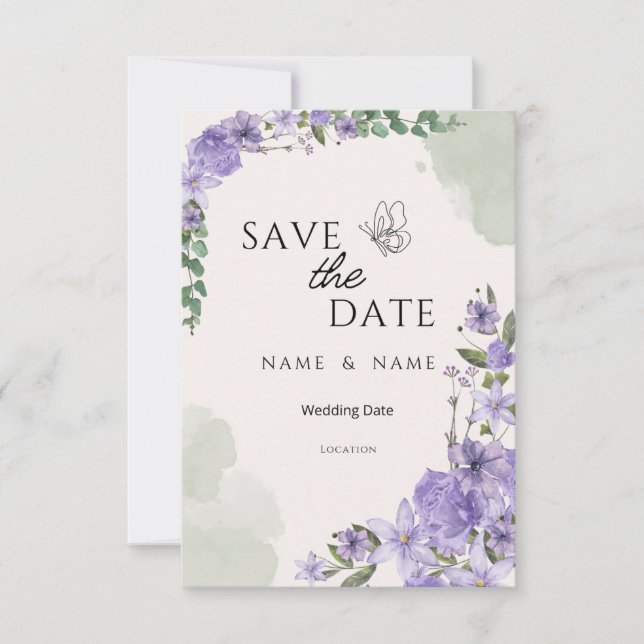 Reserve A Data Save the Date Wedding Card (Frente)