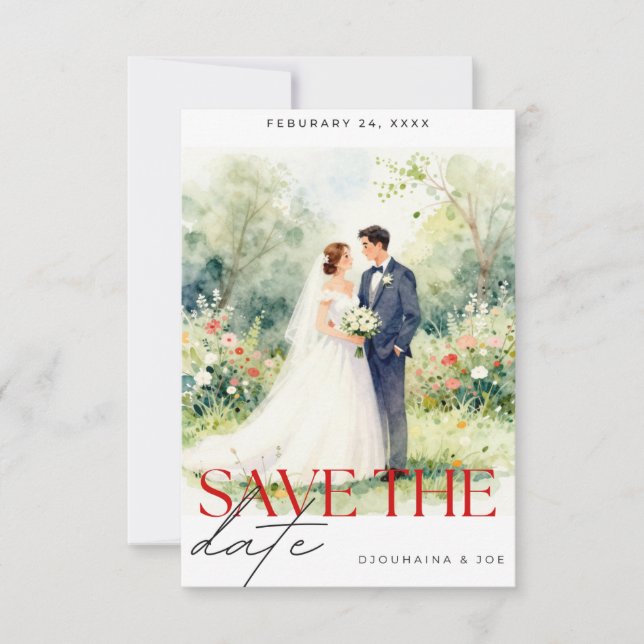 Reserve A Data Save The Date Wedding Invitation | Romantic  (Frente)