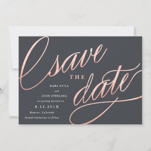 Reserve A Data Save the Dates Modernos Únicos Dourado Rosa