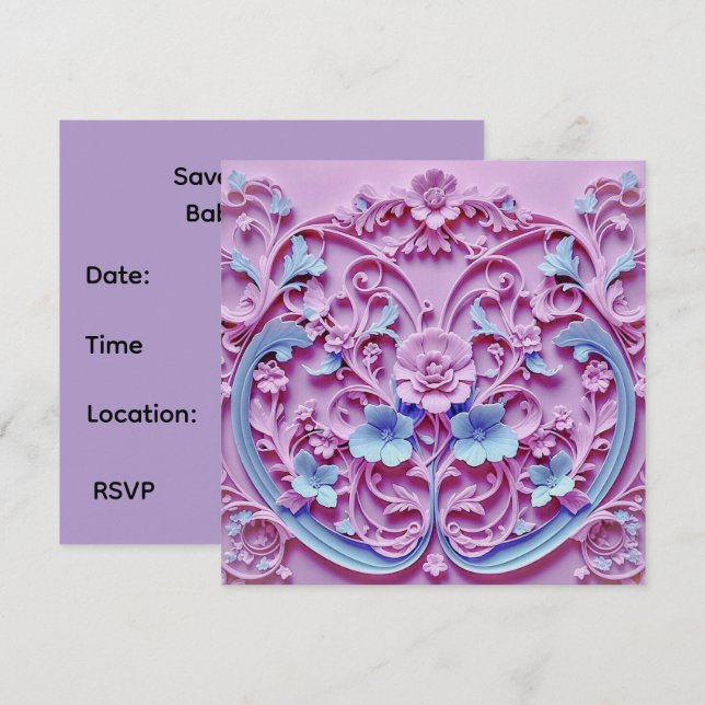 Reserve A Data Savethe Date Card for Baby Shower (Frente/Verso)