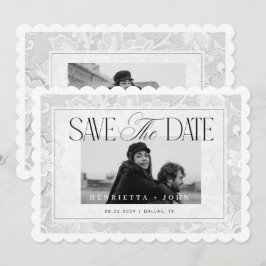 Reserve A Data Scalloped Edge 2 Photo Vintage White Lace Wedding