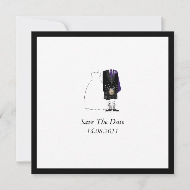 Reserve A Data Scottish Kilt Bride & Groom Purple Salvar a Data (Frente)