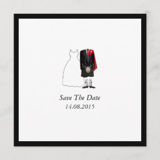Reserve A Data Scottish Kilt Bride & Groom Save Date - red