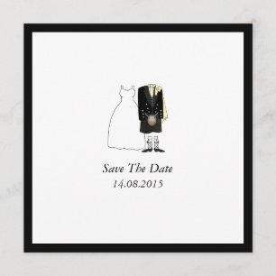 Reserve A Data Scottish Kilt Bride & Groom Save Date - yellow