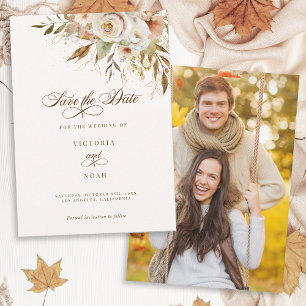 Reserve A Data Script Botânico Rustic Autumn Rosas