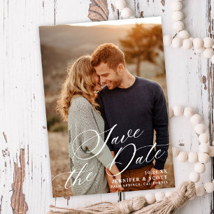 Reserve A Data Script branco elegante   Casamento Salvar A Data