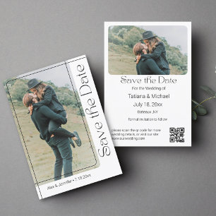 Reserve A Data script chic mínimo moderno 2 fotos qr code boho