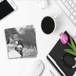 Reserve A Data Script Clássico Obrigados de Casamento Preto/Branc