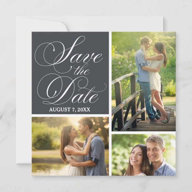 Reserve A Data Script Clássico Salvar A Colagem de Fotografias de (Frente)