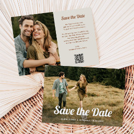 Reserve A Data Script de Boho | Duas Fotografias e Código QR