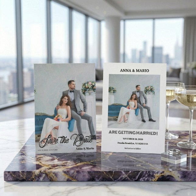 Reserve A Data Script de Caligrafia Moderna Foto Casamento (Criador carregado)