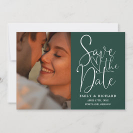Reserve A Data Script de Código QR de Foto do Casamento Verde Eme