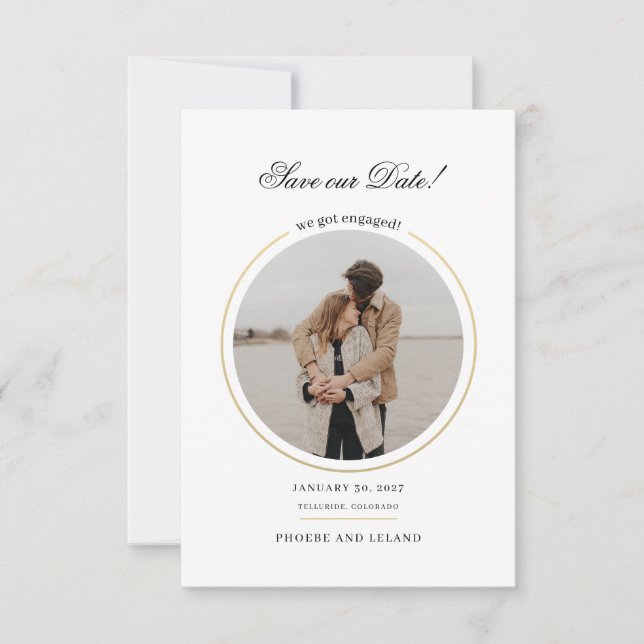 Reserve A Data Script de Foto Elegante Casamento Save The Date (Frente)
