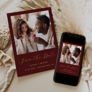 Reserve A Data Script de Foto Mínima Burgundy Gold