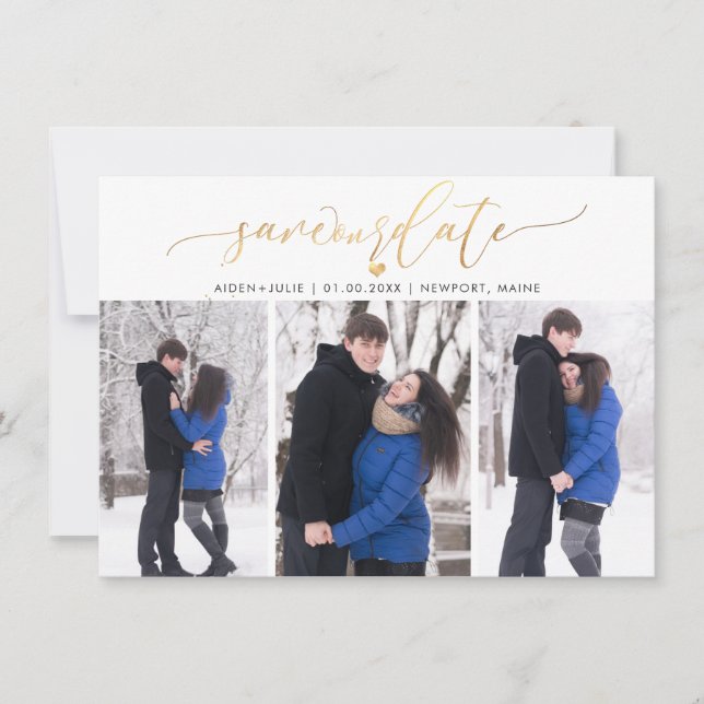 Reserve A Data Script de Pincel Moderno Dourado do PixDezines (Frente)