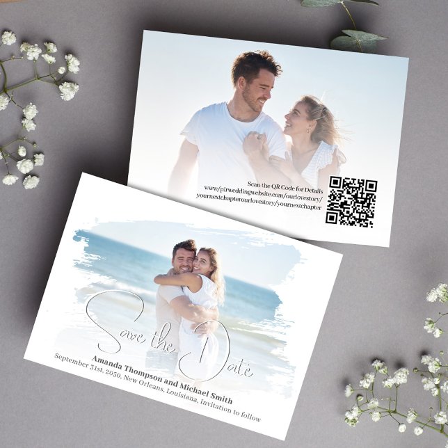 Reserve A Data Script de Save the Date de Casamento com Foto Simp (Wedding save the date photo card template.)