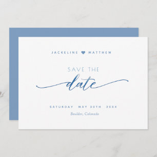 Reserve A Data Script Elegante, Azul Dusty, Casamento Simples
