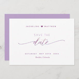 Reserve A Data Script Elegante, Casamento Simples Lavanda Mauve