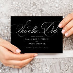 Reserve A Data Script Elegante moderno preto e branco<br><div class="desc">Script Elegante moderno Preto e Branco Salvar a Data apresenta um script grande e ousado e um estilo elegante.</div>