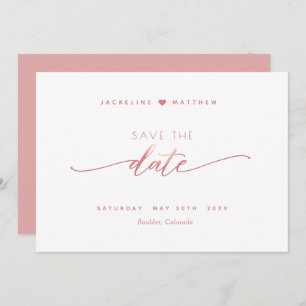 Reserve A Data Script Elegante, Rosa Esmagado, Casamento Simples