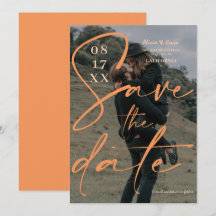 Script em laranja preto moderno salva a foto de da