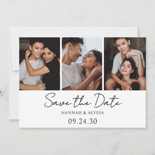 Reserve A Data Script Foto LGBTQ Simples e Elegante (Frente)