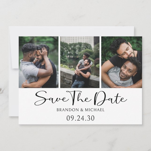 Reserve A Data Script Foto LGBTQ Simples e Elegante (Frente)