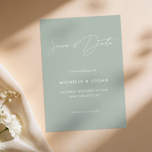 Reserve A Data Script manuscrito em verde de sábio casual